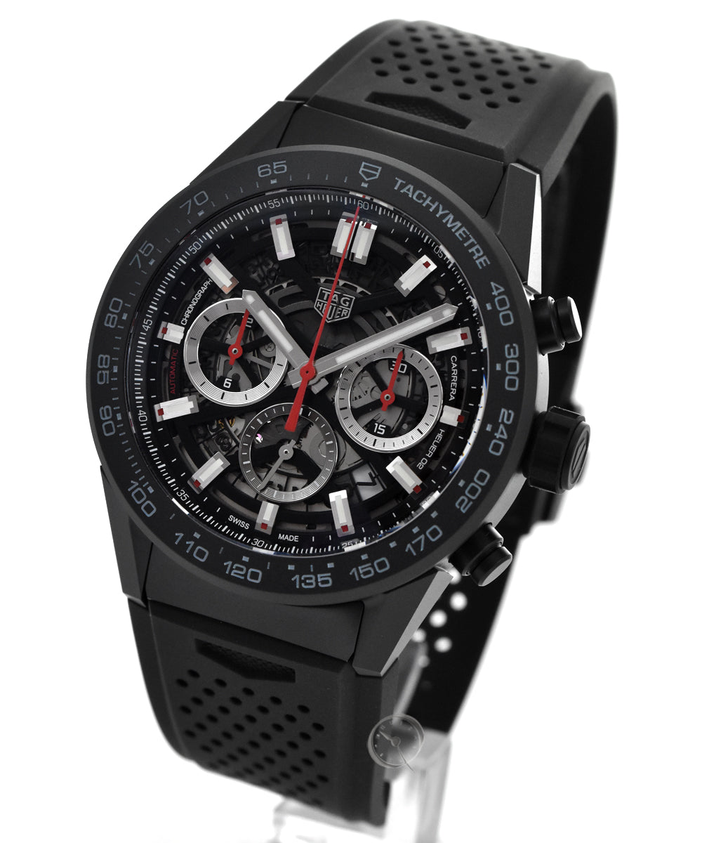  Shop Authentic Tag Heuer Carrera Automatic Chronograph Black Dial Black Rubber Strap Watch for Men - CBG2A90.FT6173 - Luxxuri