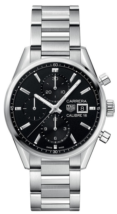  Shop Authentic Tag Heuer Carrera Automatic Chronograph Black Dial Silver Steel Strap Watch for Men - CBK2110.BA0715 - Luxxuri