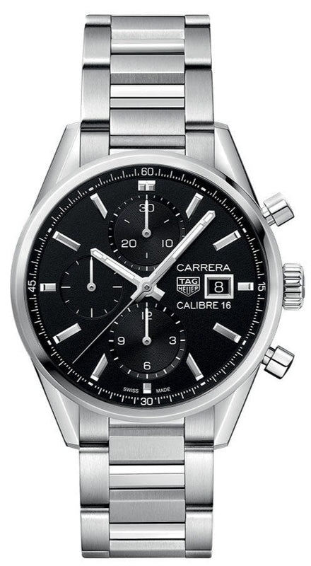  Shop Authentic Tag Heuer Carrera Automatic Chronograph Black Dial Silver Steel Strap Watch for Men - CBK2110.BA0715 - Luxxuri