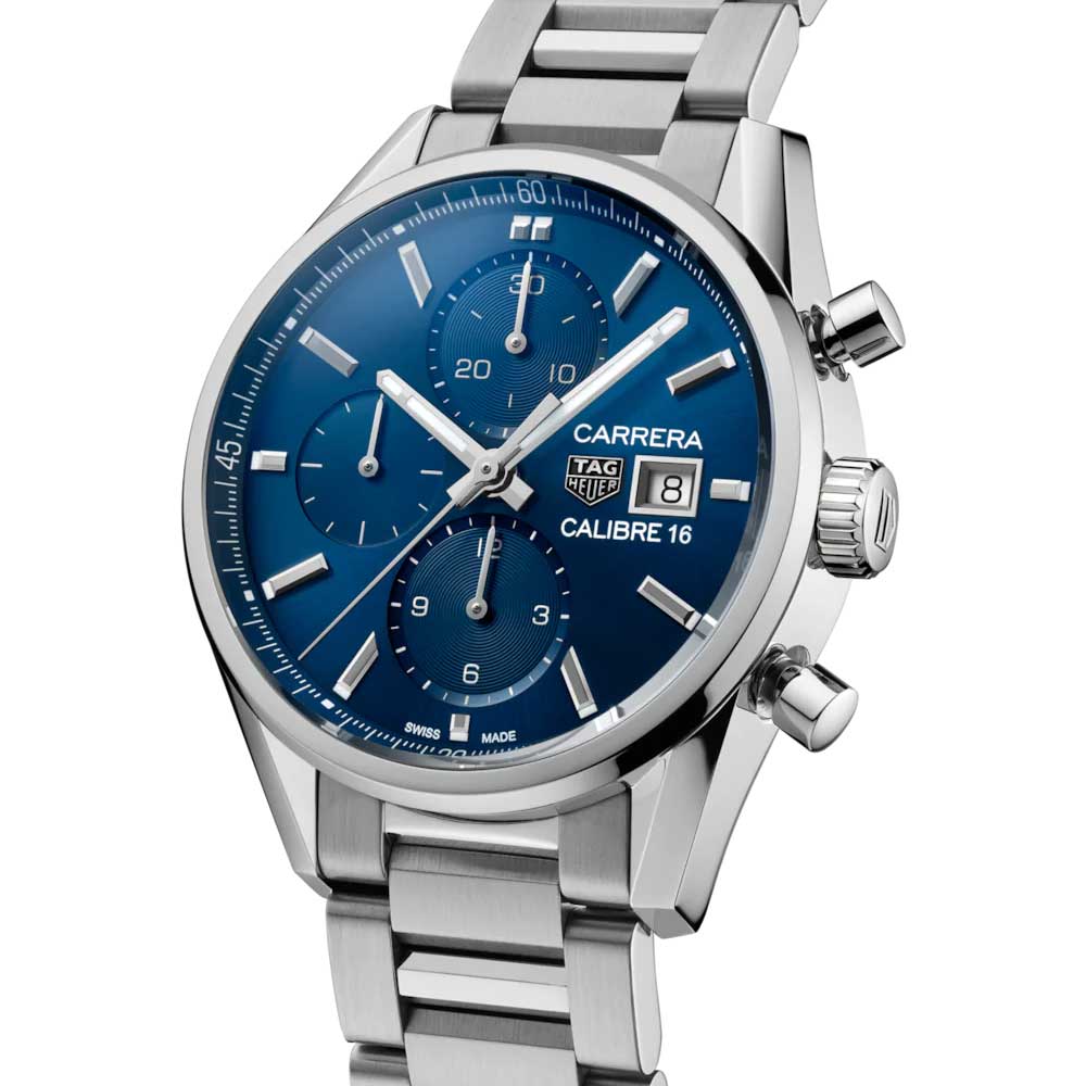  Shop Authentic Tag Heuer Carrera Chronograph 41mm Blue Dial Silver Steel Strap Watch for Men - CBK2112.BA0715 - Luxxuri