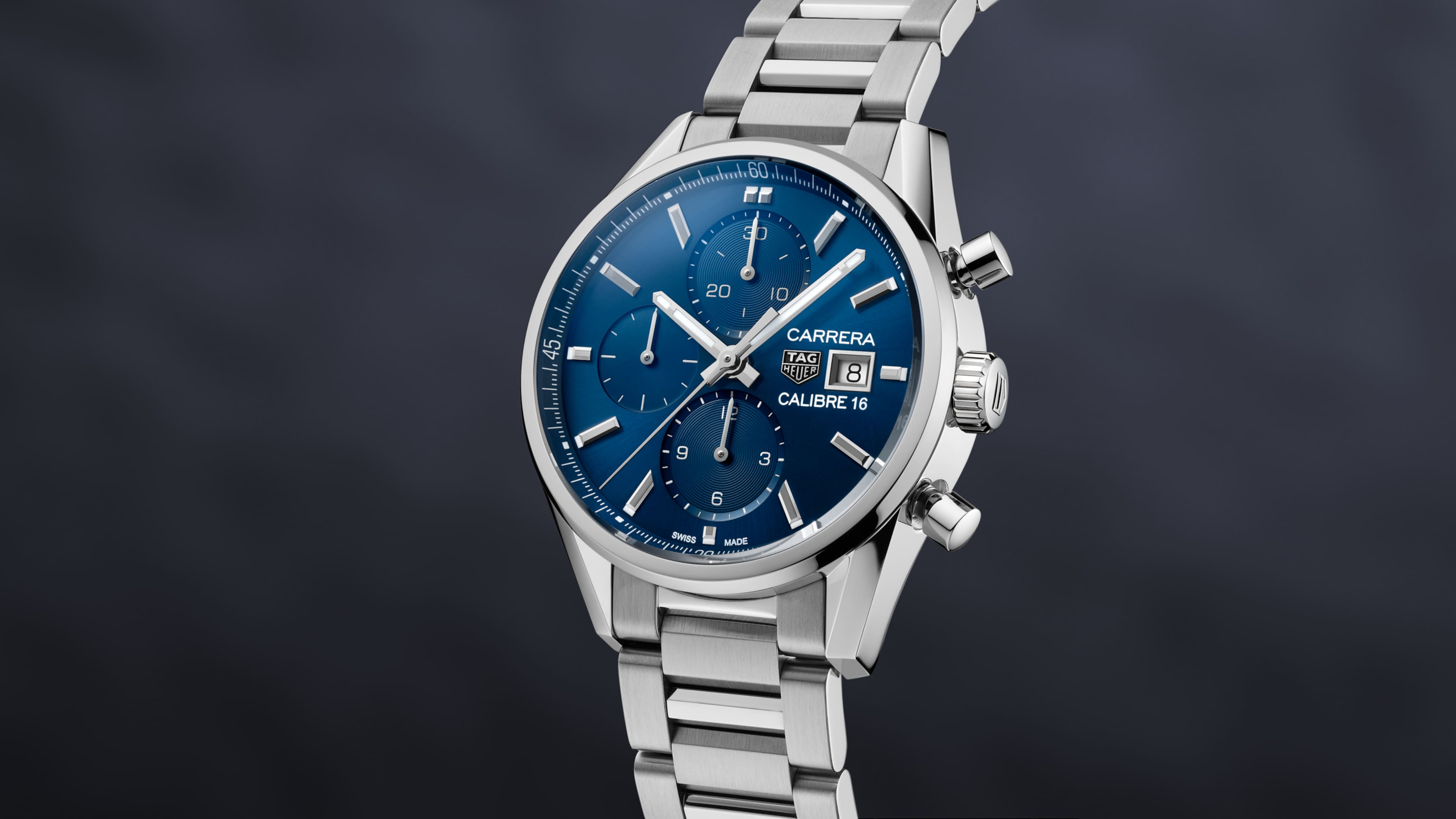 Tag Heuer Carrera Chronograph 41mm Blue Dial Silver Steel Strap Watch for Men - CBK2112.BA0715