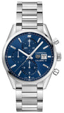  Shop Authentic Tag Heuer Carrera Chronograph 41mm Blue Dial Silver Steel Strap Watch for Men - CBK2112.BA0715 - Luxxuri