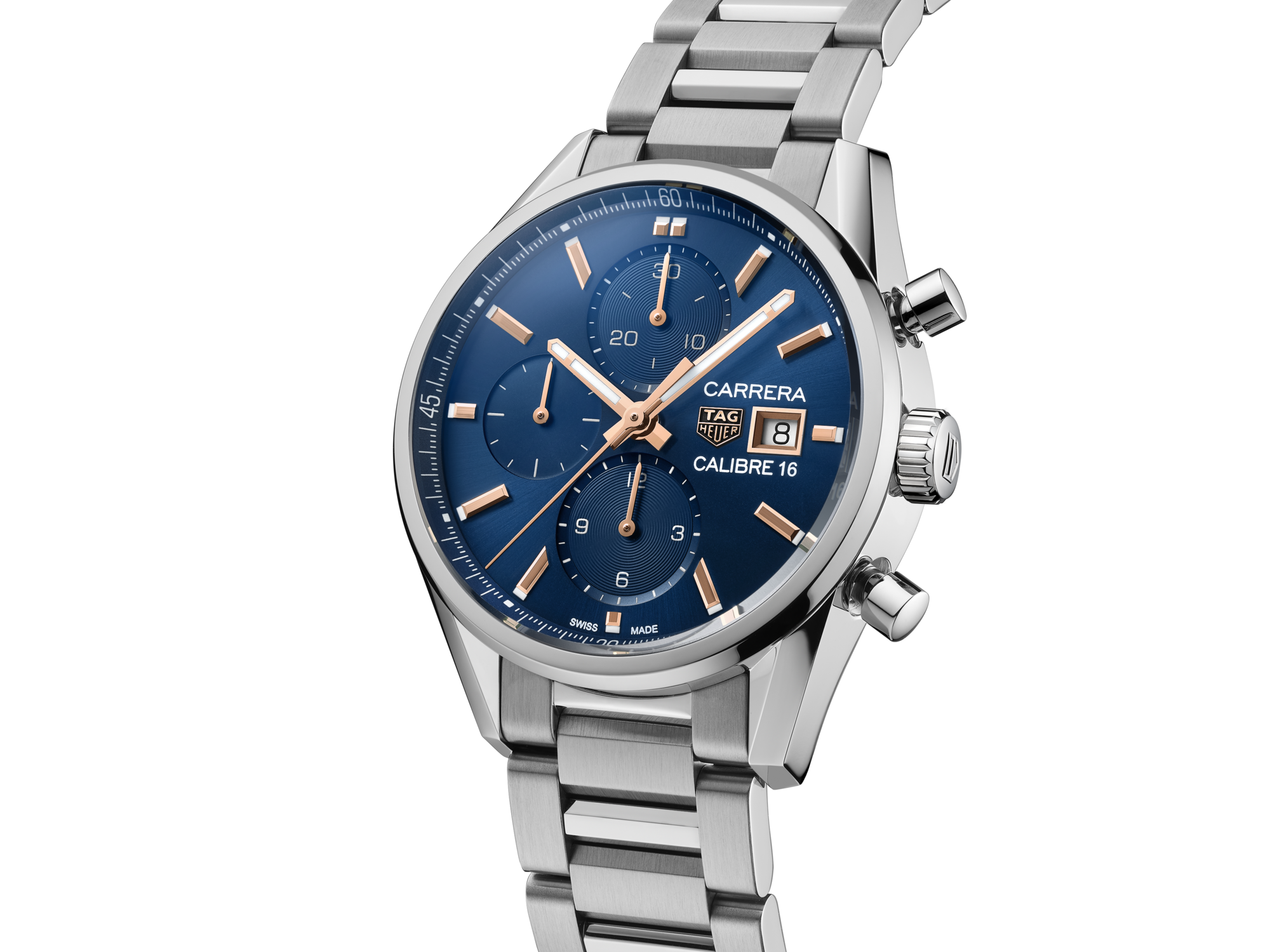 Tag Heuer Carrera Automatic Chronograph Blue Dial Silver Steel Strap Watch for Men - CBK2115.BA0715