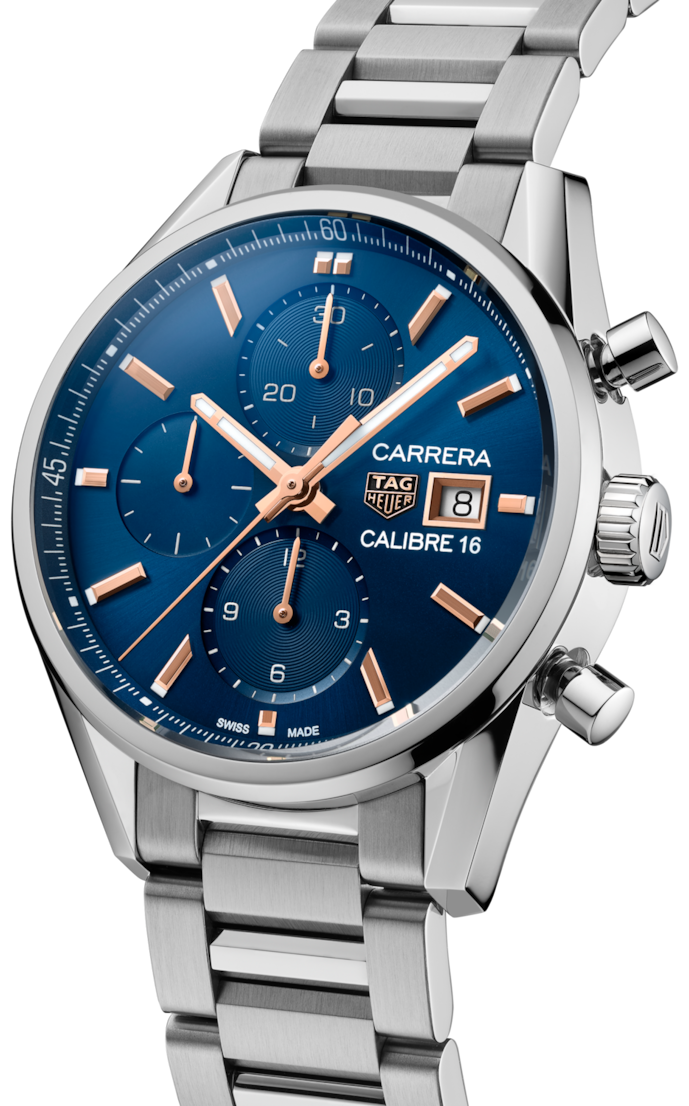 Tag Heuer Carrera Automatic Chronograph Blue Dial Silver Steel Strap Watch for Men - CBK2115.BA0715