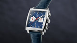  Shop Authentic Tag Heuer Monaco Automatic Chronograph Blue Dial Blue Leather Strap Watch for Men - CBL2111.FC6453 - Luxxuri