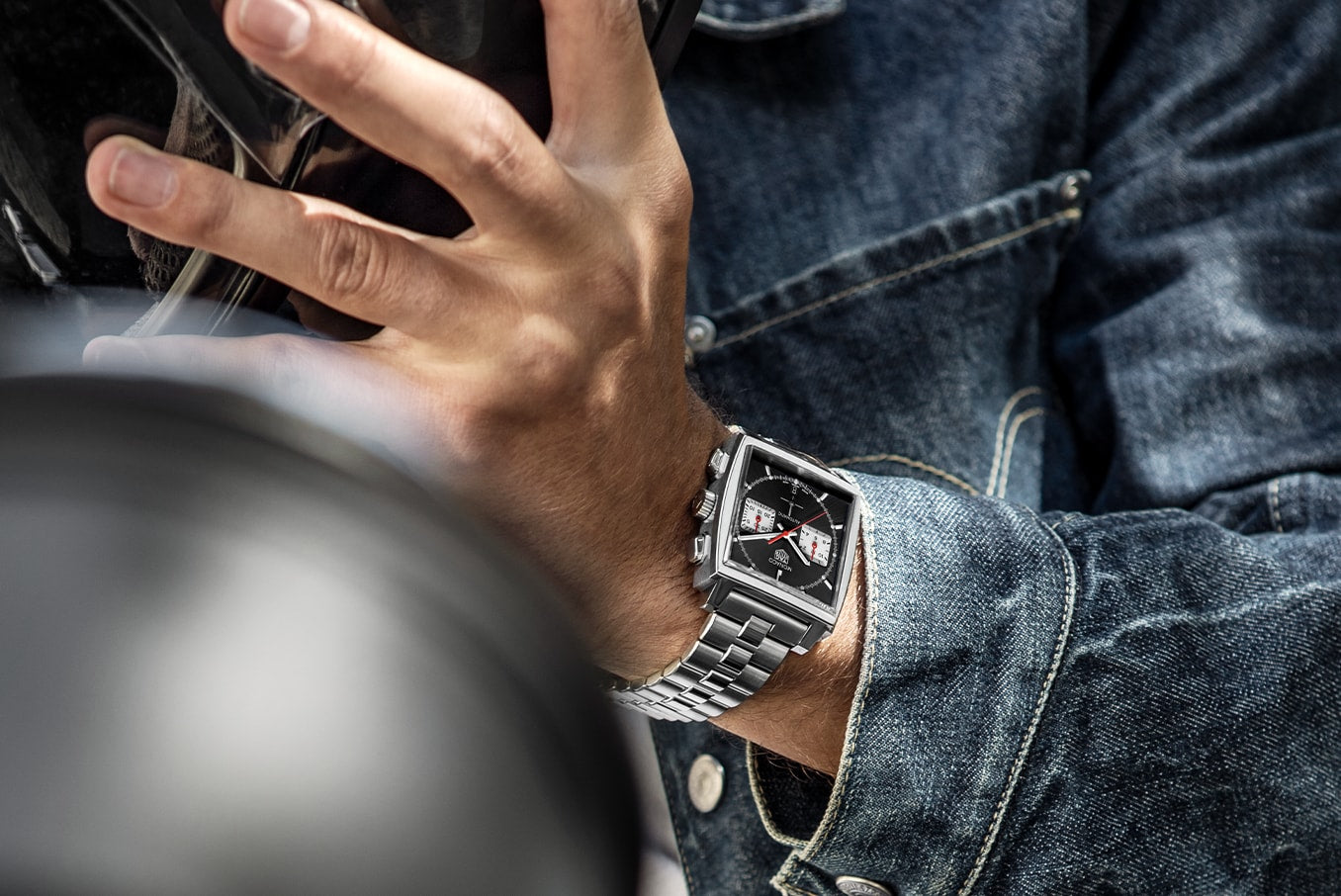  Shop Authentic Tag Heuer Monaco Automatic Chronograph Black Dial Silver Steel Strap Watch for Men - CBL2113.BA0644 - Luxxuri