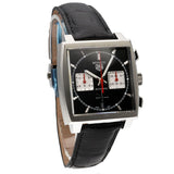  Shop Authentic Tag Heuer Monaco Automatic Chronograph Black Dial Black Leather Strap Watch for Men - CBL2113.FC6177 - Luxxuri