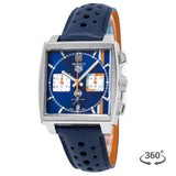  Shop Authentic Tag Heuer Monaco Gulf Automatic Chronograph Blue Dial Blue Leather Strap Watch for Men - CBL2115.FC6494 - Luxxuri