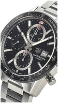  Shop Authentic Tag Heuer Carrera Automatic Chronograph Black Dial Silver Steel Strap Watch for Men - CBM2110.BA0651 - Luxxuri