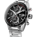  Shop Authentic Tag Heuer Carrera Automatic Chronograph Black Dial Silver Steel Strap Watch for Men - CBM2110.BA0651 - Luxxuri