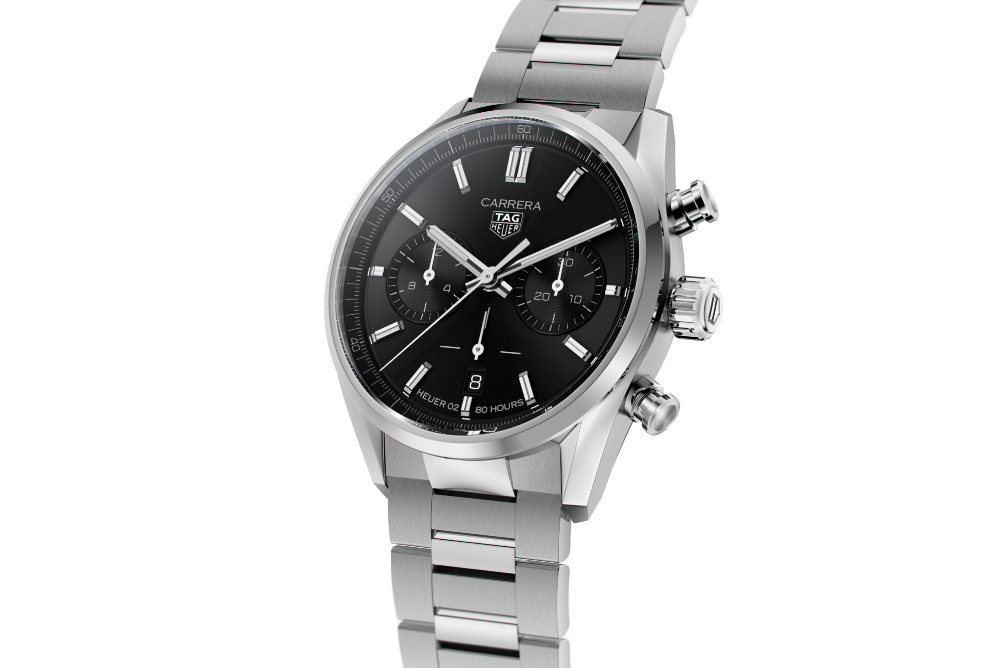 Tag Heuer Carrera Chronograph Black Dial Silver Steel Strap Watch for Men - CBN2010.BA0642