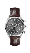 Tag Heuer Carrera Chronograph Grey Dial Brown Leather Strap Watch for Men - CBN2012.FC6483