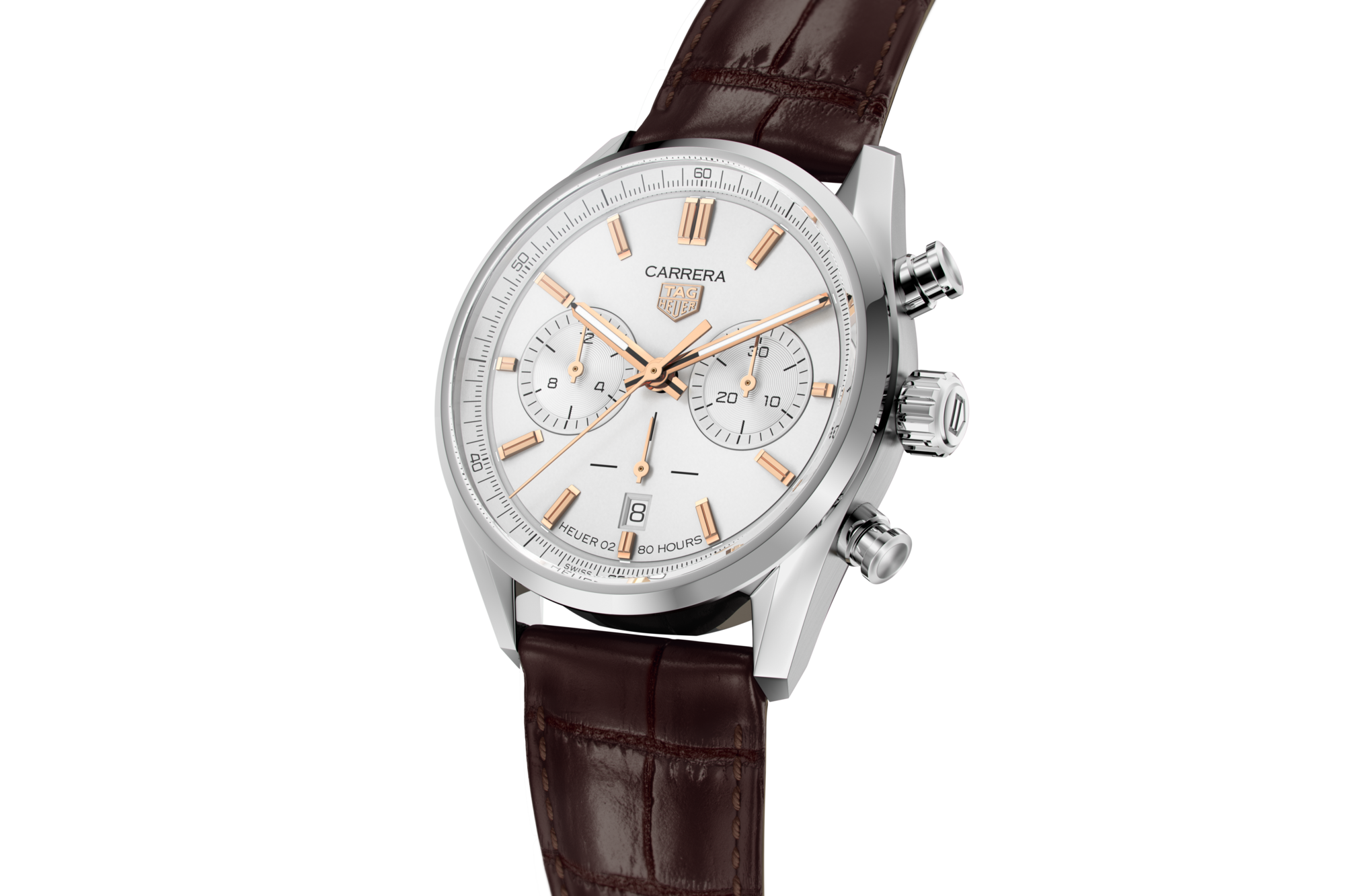 Tag Heuer Carrera Chronograph White Dial Brown Leather Strap Watch for Men - CBN2013.FC6483