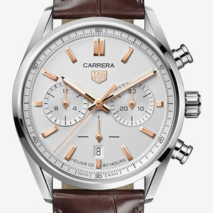  Shop Authentic Tag Heuer Carrera Chronograph White Dial Brown Leather Strap Watch for Men - CBN2013.FC6483 - Luxxuri