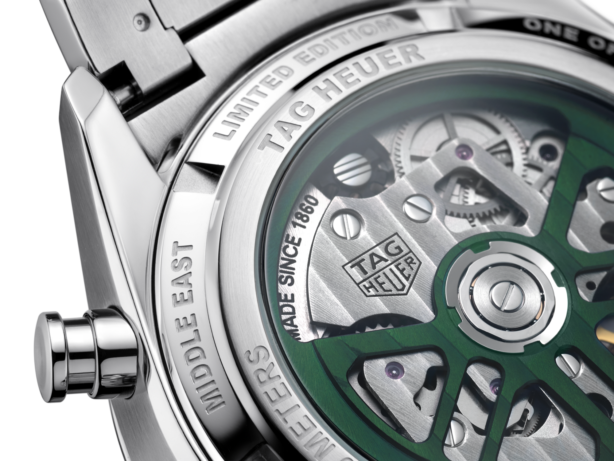 Tag Heuer Carrera Automatic Chronograph Limited Edition Green Dial Silver Steel Strap Watch for Men - CBN2014.EB0240