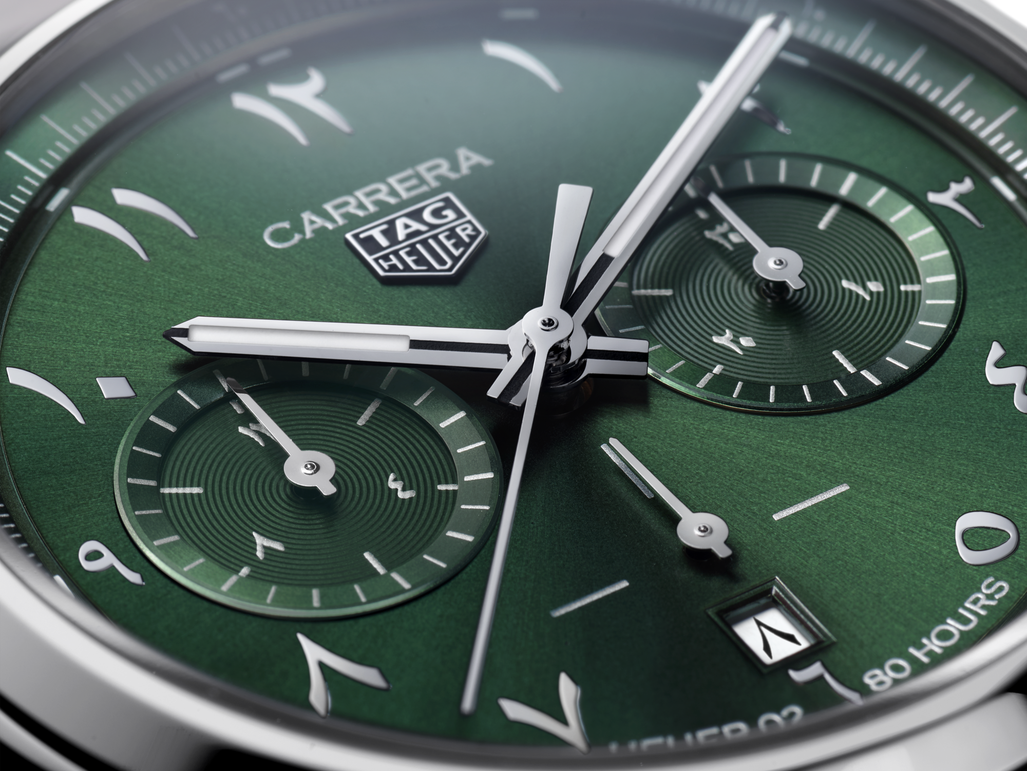 Tag Heuer Carrera Automatic Chronograph Limited Edition Green Dial Silver Steel Strap Watch for Men - CBN2014.EB0240