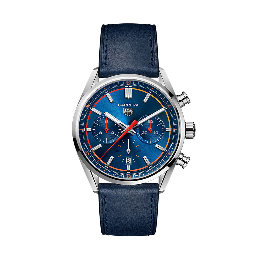  Shop Authentic Tag Heuer Carrera Chronograph Blue Dial Blue Leather Strap Watch for Men - CBN201D.FC6543 - Luxxuri