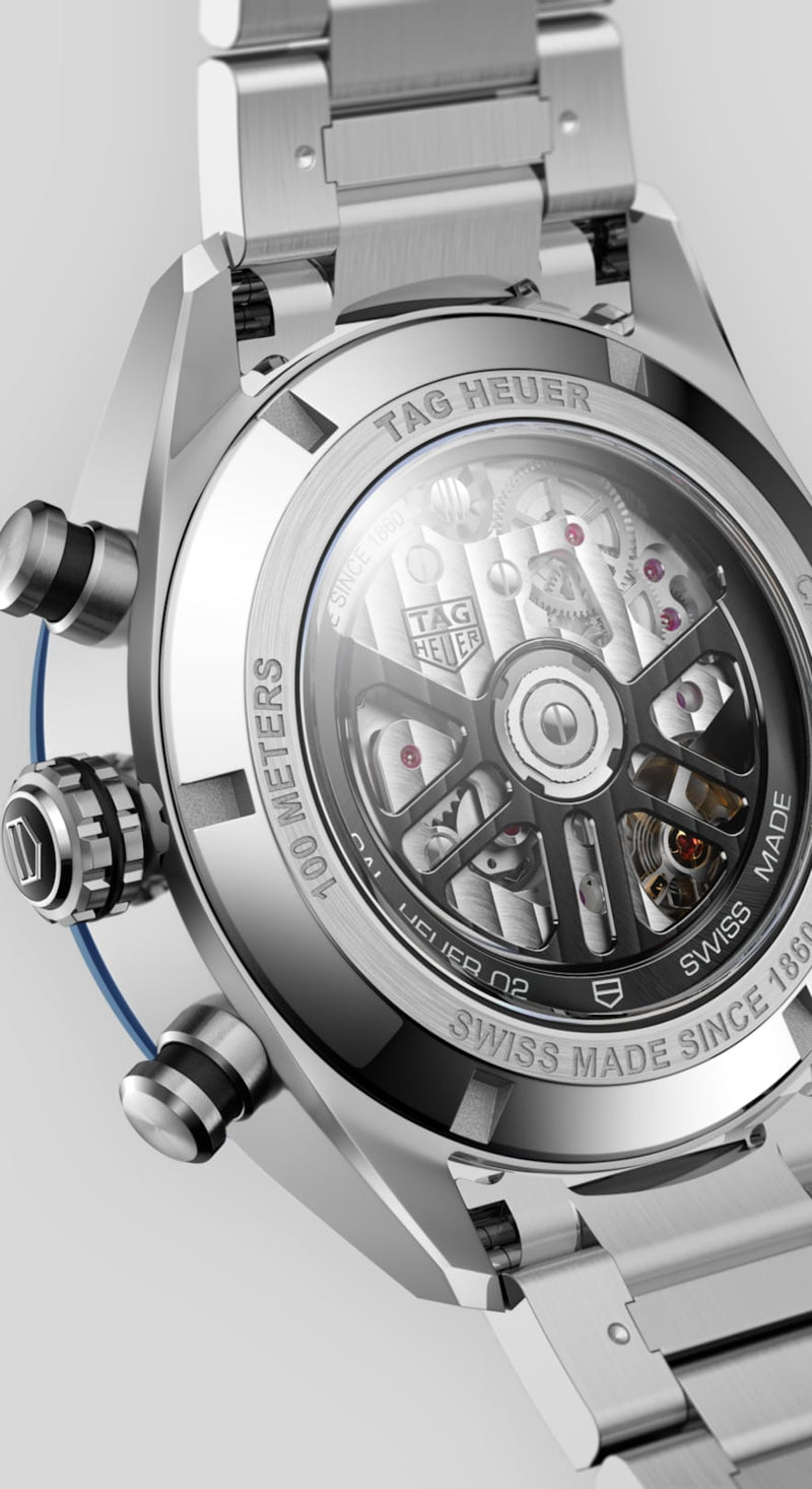 Tag Heuer Carrera Chronograph Blue Dial Silver Steel Strap Watch for Men - CBN2A1A.BA0643