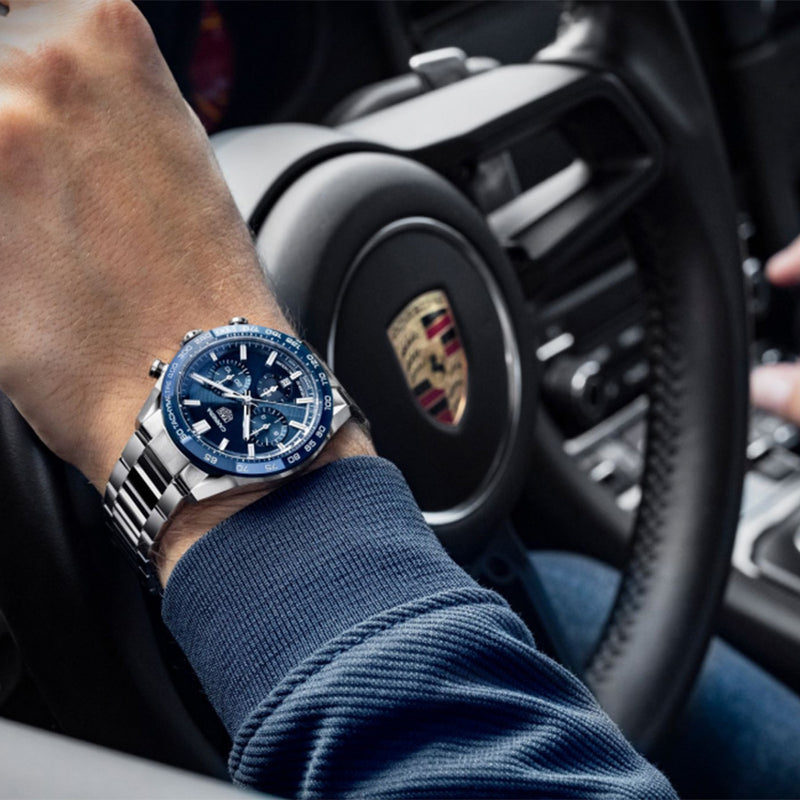  Shop Authentic Tag Heuer Carrera Chronograph Blue Dial Silver Steel Strap Watch for Men - CBN2A1A.BA0643 - Luxxuri