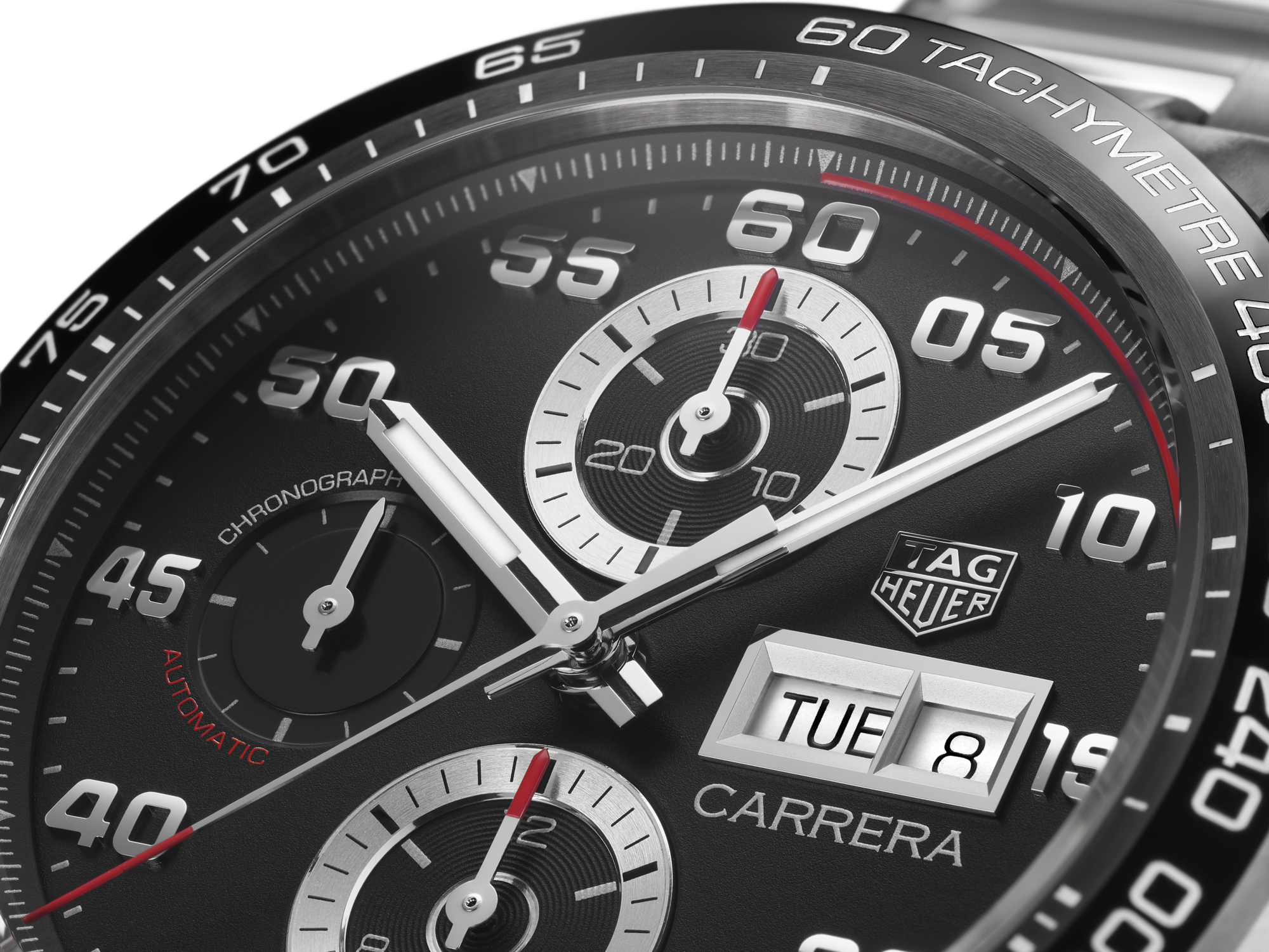 Tag Heuer Carrera Chronograph Black Dial Silver Steel Strap Watch for Men - CBN2A1AA.BA0643