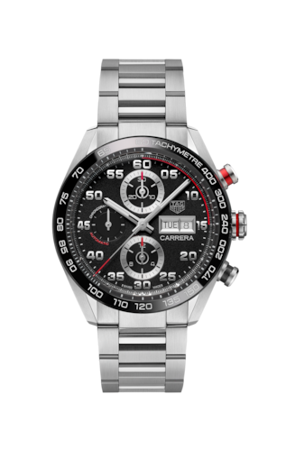 Tag Heuer Carrera Chronograph Black Dial Silver Steel Strap Watch for Men - CBN2A1AA.BA0643