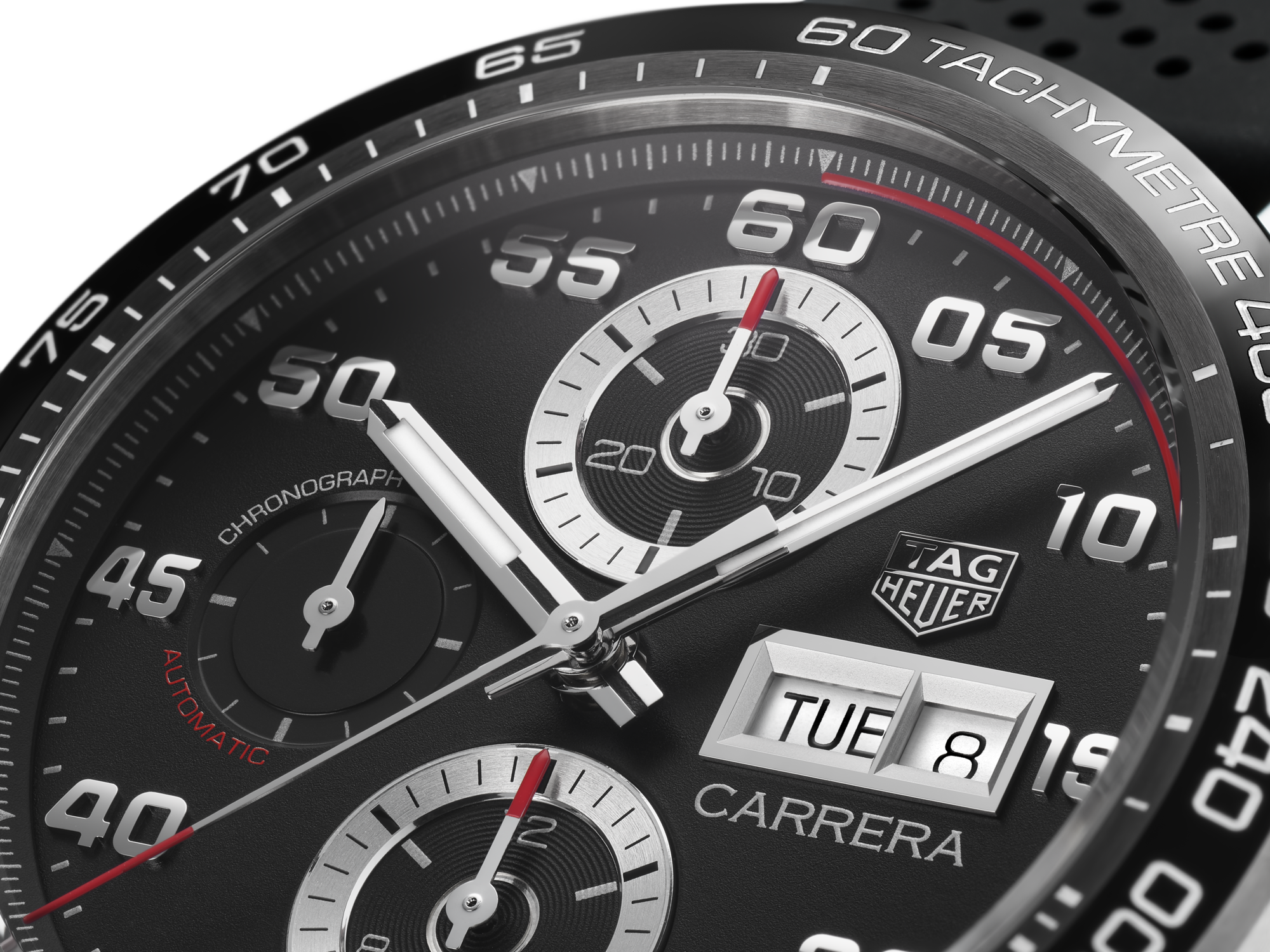 Tag Heuer Carrera Chronograph Black Dial Black Rubber Strap Watch for Men - CBN2A1AA.FT6228