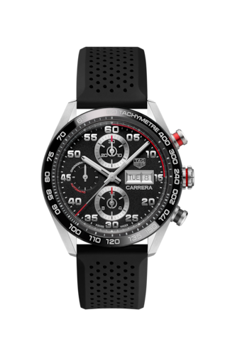  Shop Authentic Tag Heuer Carrera Chronograph Black Dial Black Rubber Strap Watch for Men - CBN2A1AA.FT6228 - Luxxuri