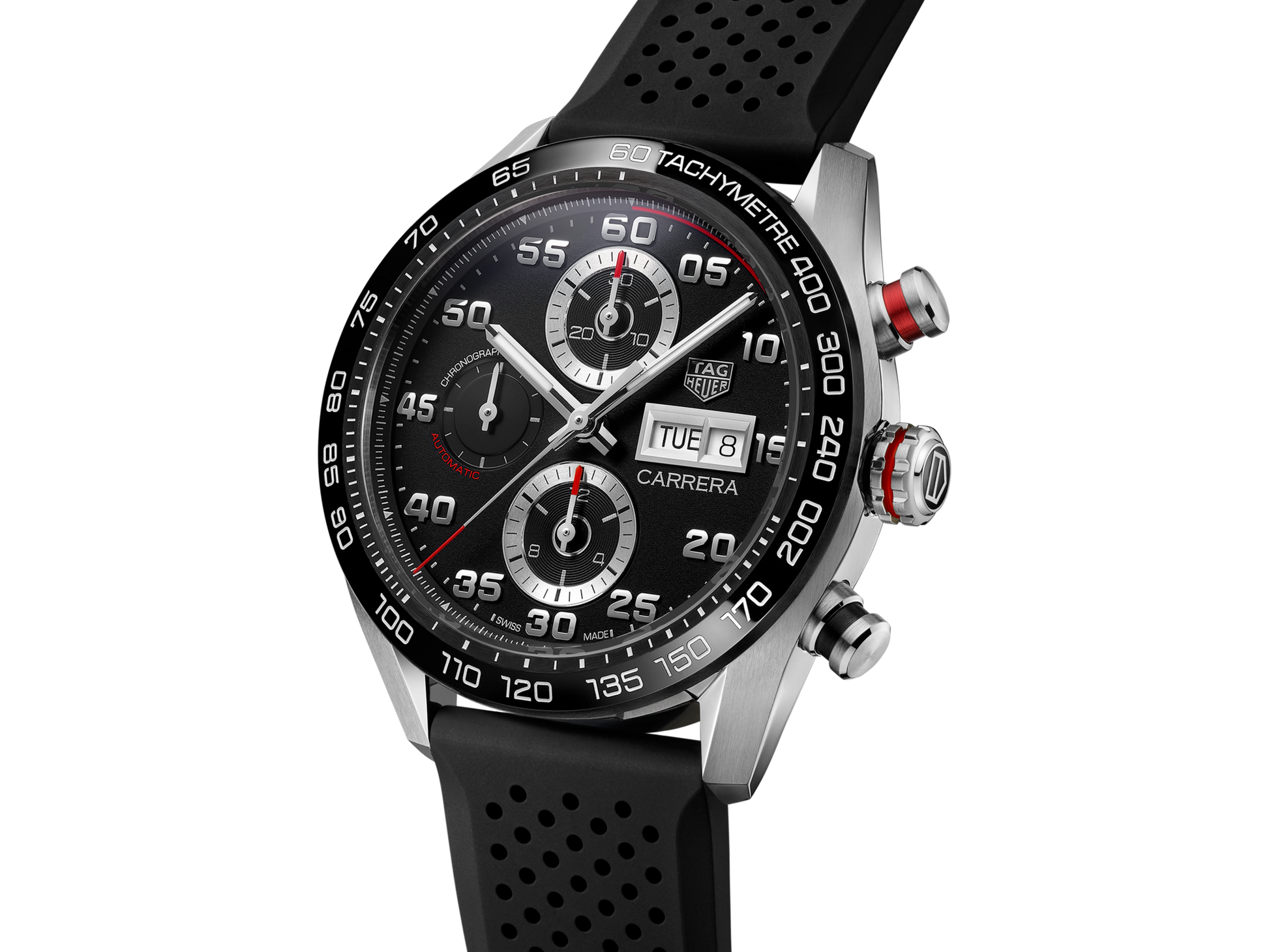  Shop Authentic Tag Heuer Carrera Chronograph Black Dial Black Rubber Strap Watch for Men - CBN2A1AA.FT6228 - Luxxuri