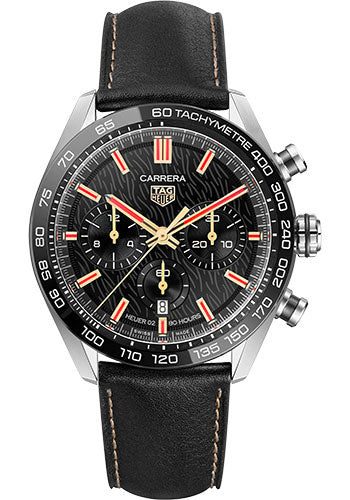  Shop Authentic Tag Heuer Carrera Year of The Rabbit Automatic Chronograph Black Dial Black Leather Strap Watch for Men - CBN2A1L.FC6521 - Luxxuri