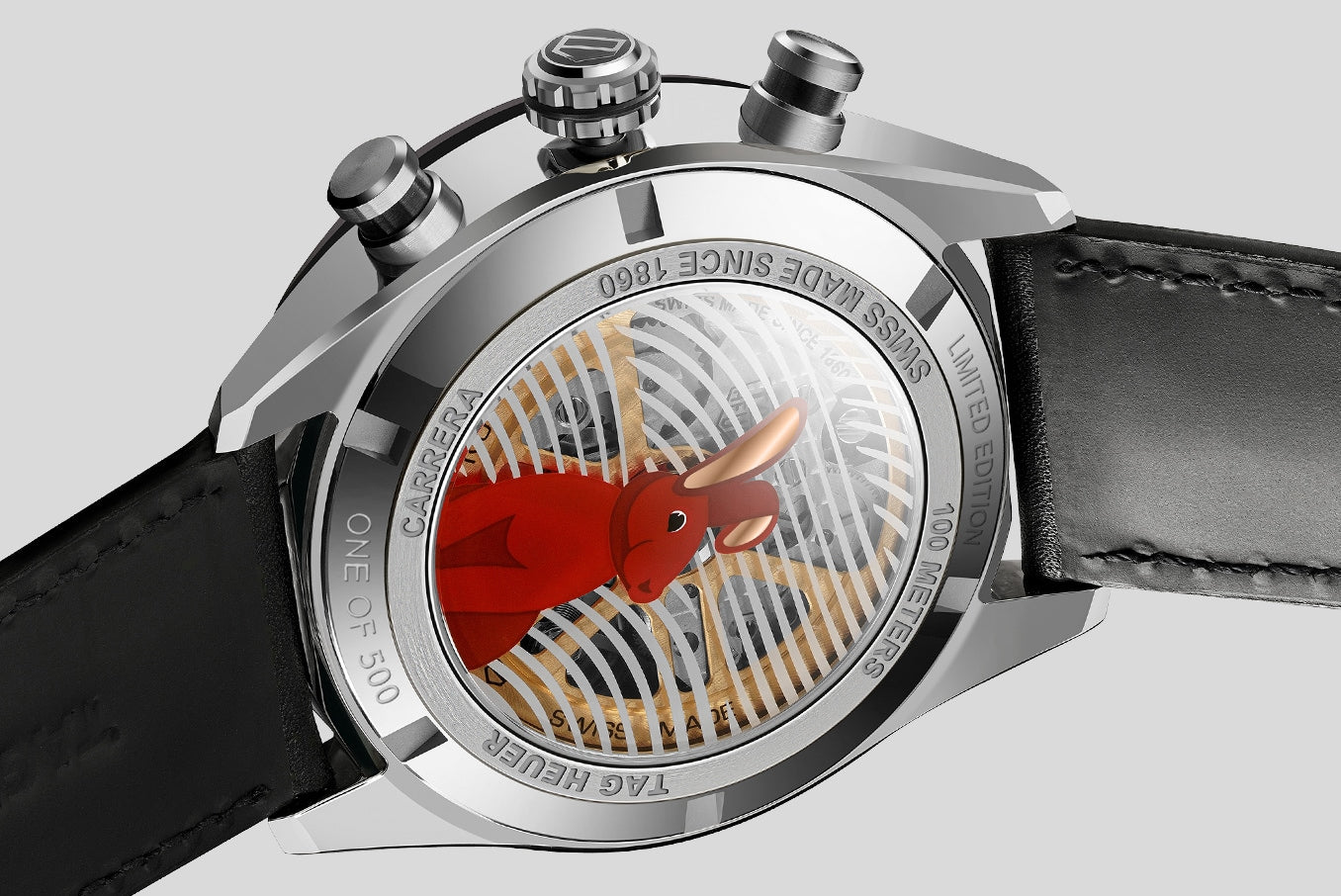  Shop Authentic Tag Heuer Carrera Year of The Rabbit Automatic Chronograph Black Dial Black Leather Strap Watch for Men - CBN2A1L.FC6521 - Luxxuri