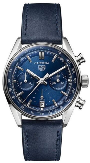  Shop Authentic Tag Heuer Carrera Chronograph Blue Dial Blue Leather Strap Watch for Men - CBS2212.FC6535 - Luxxuri