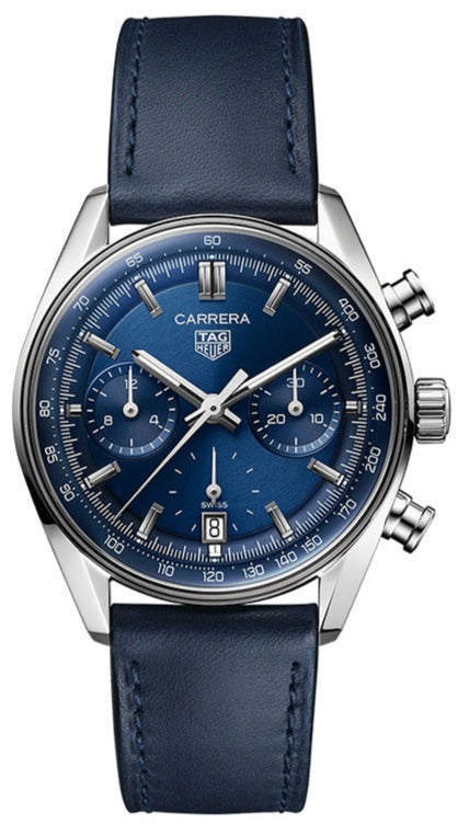  Shop Authentic Tag Heuer Carrera Chronograph Blue Dial Blue Leather Strap Watch for Men - CBS2212.FC6535 - Luxxuri
