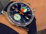  Shop Authentic Tag Heuer Carrera Skipper Automatic Chronograph Blue Dial Blue Nylon Strap Watch for Men - CBS2213.FN6002 - Luxxuri