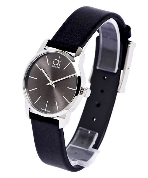  Shop Authentic Calvin Klein City Black Dial Black Leather Strap Watch For Women - K2G23107 - Luxxuri