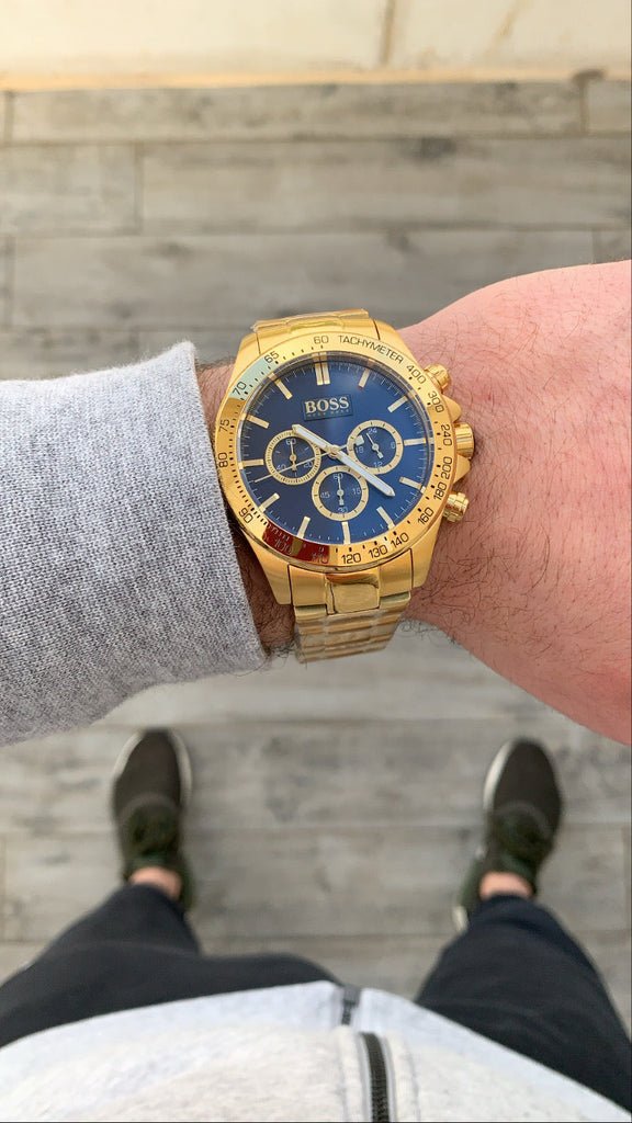  Shop Authentic Hugo Boss Ikon Blue Dial Gold Steel Strap Watch for Men - 1513340 - Luxxuri