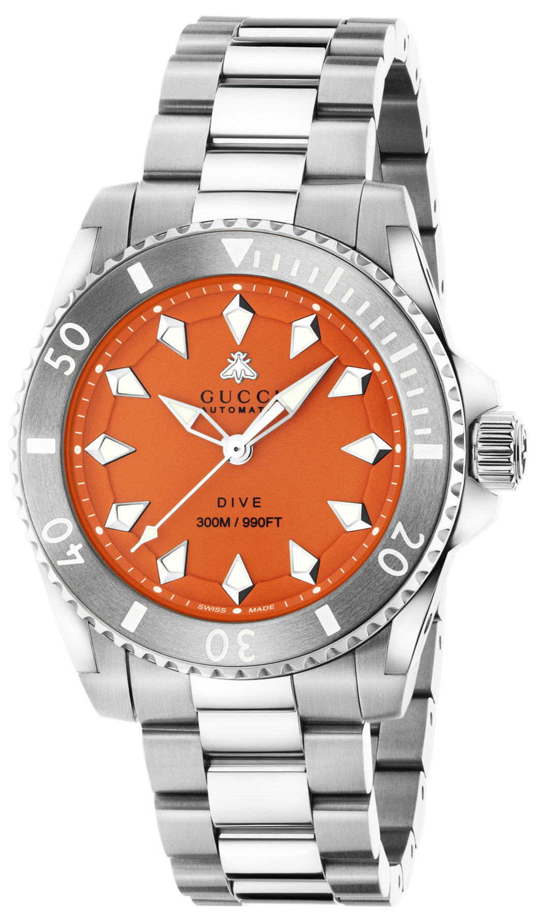  Shop Authentic Gucci Dive Automatic Orange Dial Silver Steel Strap Watch for Men - YA136355 - Luxxuri
