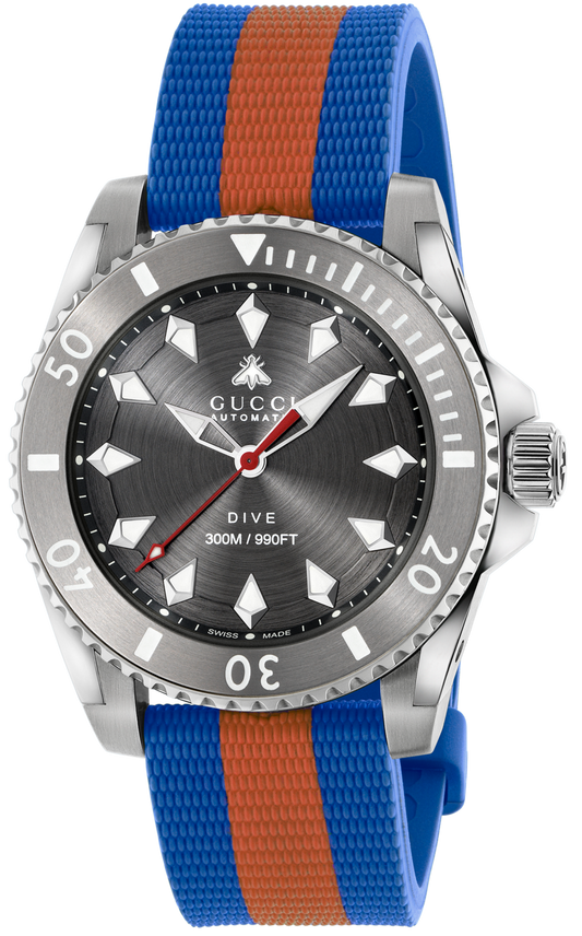  Shop Authentic Gucci Dive Automatic Grey Dial Two Tone Rubber Strap Watch for Men - YA136352 - Luxxuri