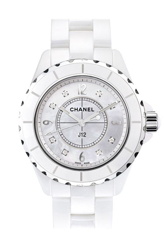  Shop Authentic Chanel J12 Diamonds Quartz Ceramic White Dial White Steel Strap Watch for Women - J12 H2422 - Luxxuri