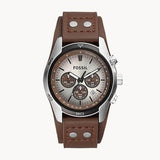  Shop Authentic Fossil Coachman Chronograph Silver Dial Brown Leather Strap Watch for Men - CH2565 - Luxxuri