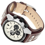  Shop Authentic Fossil Coachman Chronograph White Dial Brown Leather Strap Watch for Men - CH2890 - Luxxuri