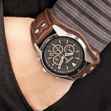  Shop Authentic Fossil Coachman Chronograph Black Dial Brown Leather Strap Watch for Men - CH2891 - Luxxuri