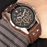  Shop Authentic Fossil Coachman Chronograph Black Dial Brown Leather Strap Watch for Men - CH2891 - Luxxuri