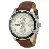  Shop Authentic Fossil Wakefield Chronograph White Dial Brown Leather Strap Watch for Men - CH2943 - Luxxuri
