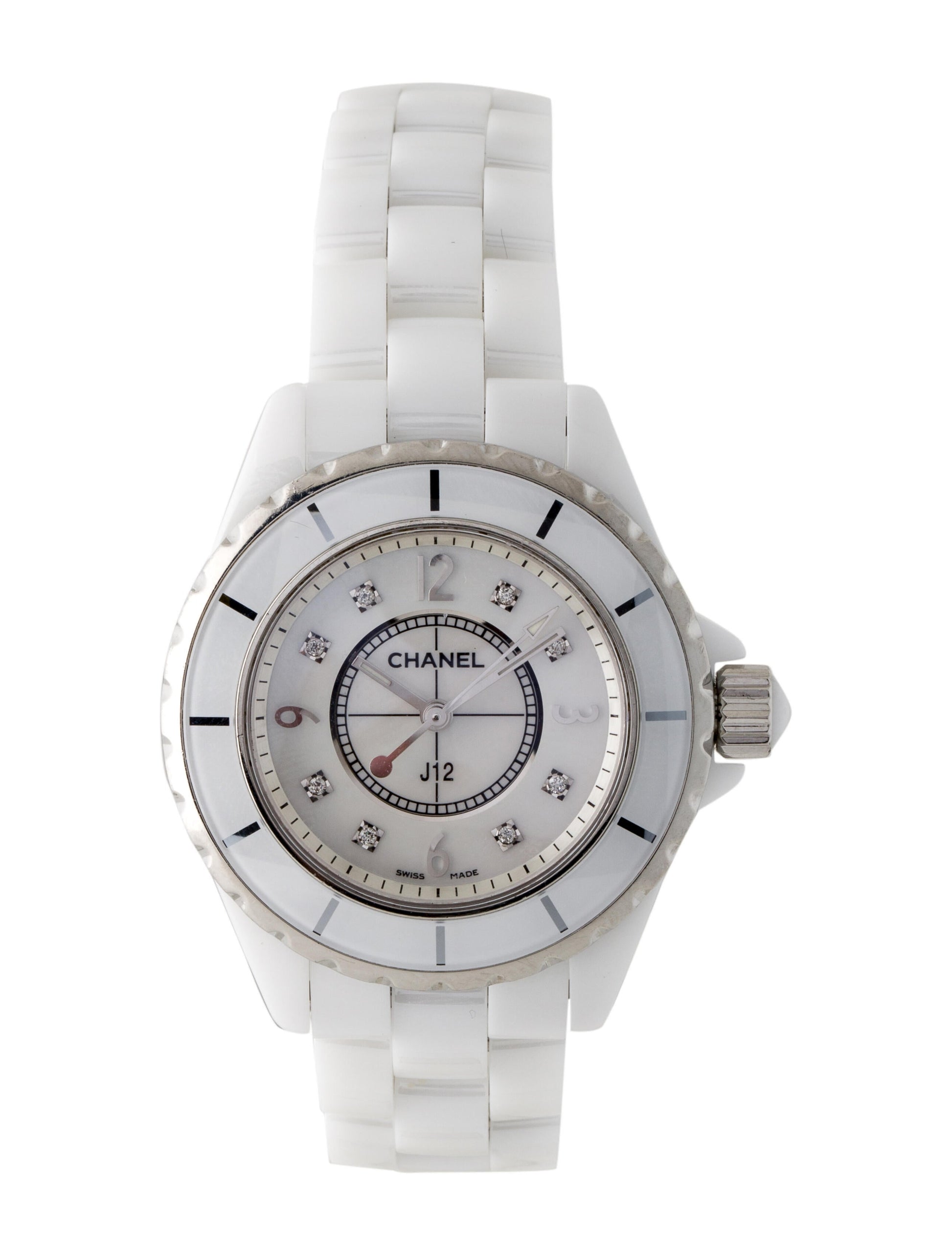  Shop Authentic Chanel J12 Diamonds Quartz Ceramic White Dial White Steel Strap Watch for Women - J12 H2422 - Luxxuri