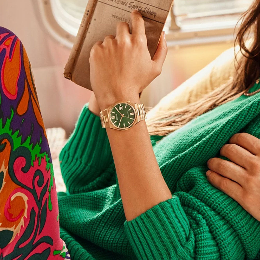  Shop Authentic Citizen Tsuyosa Automatic Green Dial Gold Steel Strap Watch For Men - NJ0152-51X - Luxxuri