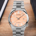  Shop Authentic Citizen Tsuyosa Automatic Salmon Orange Dial Silver Steel Strap Watch For Men - NJ0159-86Z - Luxxuri
