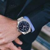  Shop Authentic Citizen Eco Drive Chronograph Blue Dial Silver Steel Strap Watch For Men - AT2140-55L - Luxxuri