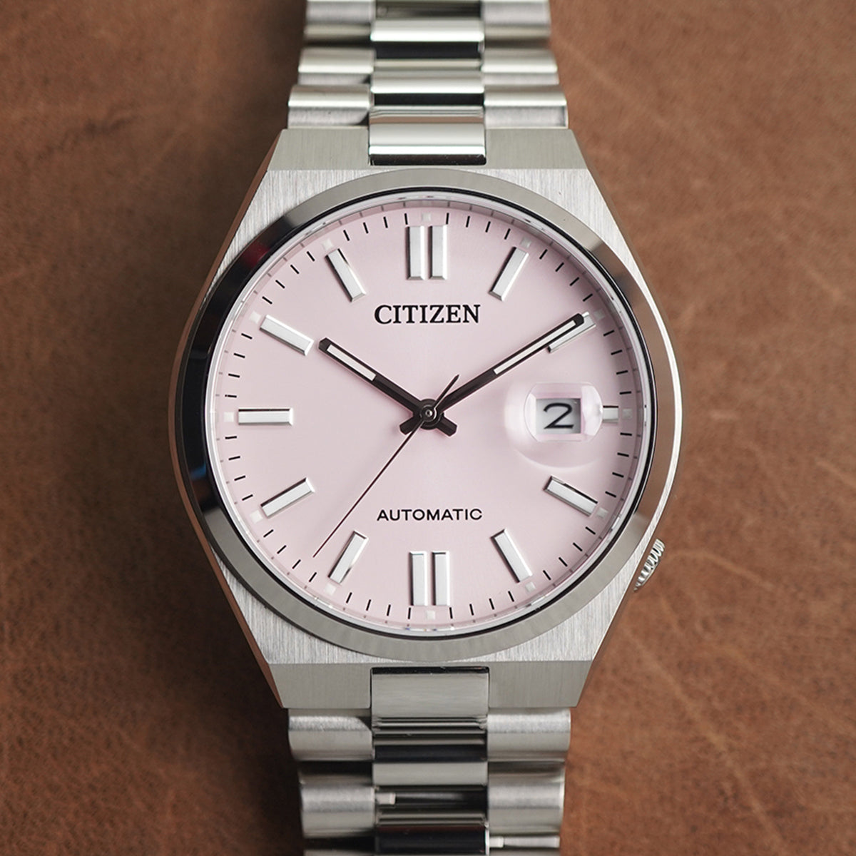  Shop Authentic Citizen x Pantone Automatic Dreamy Pink Dial Silver Steel Strap Watch For Men - NJ0158-89X - Luxxuri