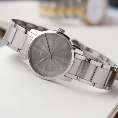  Shop Authentic Calvin Klein City Grey Dial Silver Steel Strap Watch for Women - K2G23144 - Luxxuri