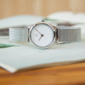  Shop Authentic Calvin Klein Minimal White Dial Silver Mesh Bracelet Watch for Women - K3M2312Y - Luxxuri